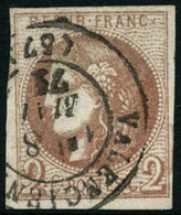 Oblit. N°40Bd 2c Marron R2 - TB. - 1870 Ausgabe Bordeaux