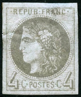 ** N°41B 4c Gris, R2 - TB. - 1870 Ausgabe Bordeaux