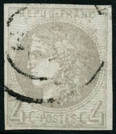 Oblit. N°41B 4c Gris R2, Signé JF Brun - TB - 1870 Uitgave Van Bordeaux