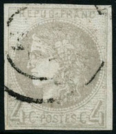 Oblit. N°41B 4c Gris R2, Signé JF Brun - TB - 1870 Ausgabe Bordeaux