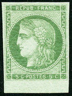 * N°42B 5c Vert-jaune R2 - TB - 1870 Ausgabe Bordeaux