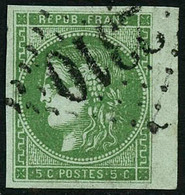 Oblit. N°42B 5c Vert-jaune R2 - TB - 1870 Ausgabe Bordeaux