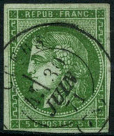 Oblit. N°43Bh 5c Vert R2 - TB. - 1870 Emisión De Bordeaux