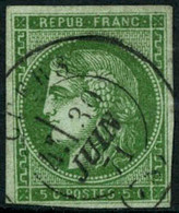 Oblit. N°43Bh 5c Vert R2 - TB. - 1870 Uitgave Van Bordeaux