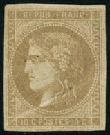 ** N°43A 10c Bistre, R1 - TB - 1870 Bordeaux Printing