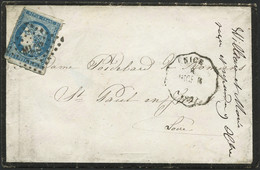 Lettre N°44A 20c Bleu, Type I R1s/lettre, Cachet D'arrivée Au Verso - TB - 1870 Bordeaux Printing