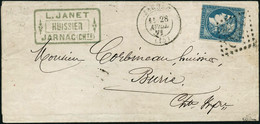 Lettre N°44B 20c Bleu S/lettre De Jarnac 28/04/71, Signé Brun - TB - 1870 Emission De Bordeaux