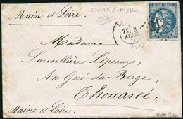 Lettre N°46Ad 20c Outremer S/lettre, Certif Calves TB - 1870 Emission De Bordeaux