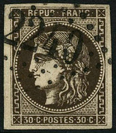 Oblit. N°47B 30c Brun-noir, Signé JF Brun, Nuance Exceptionnelle - TB - 1870 Ausgabe Bordeaux