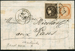 Lettre N°47b + 38 30c Brun-noir Plus De 40c Orange S/lettre, Certif Calves - TB - 1870 Ausgabe Bordeaux