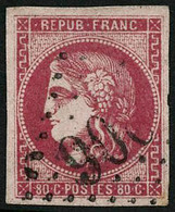 Oblit. N°49 80c Rose, Signé JF Brun - TB. - 1870 Emissione Di Bordeaux