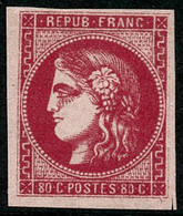 * N°49b 80c Rose Vif, Signé JF Brun - TB - 1870 Uitgave Van Bordeaux