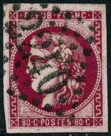 Oblit. N°49h 80c Rose Carmin Foncé, Signé Calves Nuance Exceptionnelle - TB - 1870 Ausgabe Bordeaux