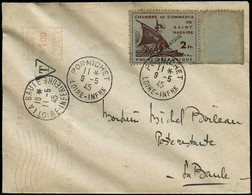 Lettre Saint-Nazaire, 2F Surcharge Libération S/lettre De Pornichet Avec Empreinte Mécanique Rouge - TB - Befreiung