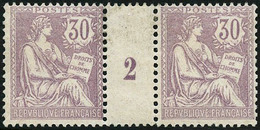 ** N°128 30c Violet, Paire Mill 2 - TB. - Millésime