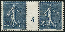 ** N°132 25c Bleu, Paire Mill 4 - TB. - Millésimes