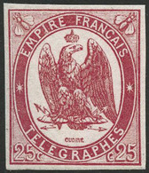 ** N°1 25c Rouge-carmin, Signé Brun - TB. - Telegramas Y Teléfonos