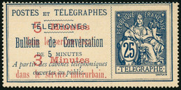 (*) N°13 25c Bleu, Surchargé - TB - Telegraphie Und Telefon