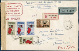 Lettre N°264 + PA 50/1 X 2 Lettre Recommandée Censurée De Tanarive Pour Bamako (Soudan) Avec 5 France Libre Du 23/2/44 - - Other & Unclassified