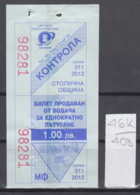 46K403 / 2012 - 1.00 Leva - Seller Driver , BUS , TRAM , Trolleybus , SOFIA , Ticket Billet , Bulgaria Bulgarie - Europe