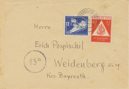 SBZ / DDR 1950 Seltene MiF SBZ Tag Der Briefmarke 12 Pf Mit DDR Erste Wintersportmeisterschaften 12 Pf, K2 NIEDERSEDLITZ - Briefe U. Dokumente