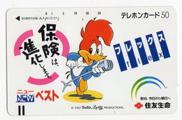 JAPON TELECARTE ANCIENNE NTT FRONTBAR BARCODE 330-6933 WALTER LANTZ PRODUCTIONS WOODY WOODPECKER - BD