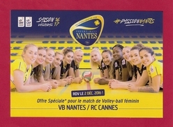 Cart'com.     Sport.   Volley-ball Féminin.   Nantes-Cannes.  12/2016.   Postcard. - Voleibol