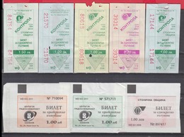 247925 / Lot Of 8 Pieces -  BUS , TRAM , Trolleybus , SOFIA , Ticket Billet , Bulgaria Bulgarie Bulgarien Bulgarije - Europa