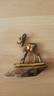 Bambi, Old Metal Figure On A Wooden Plinth - Sonstige & Ohne Zuordnung