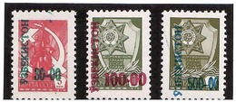 Uzbekistan 1993 .Ovpt 3v: 30-green,100-red, 500-blue . Michel # 27-29 - Uzbekistan