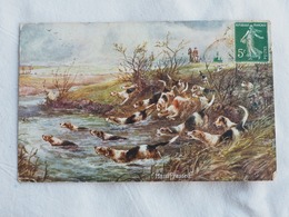 Dogs FOX HUNTING HARD PRESSED   OILETTE 9450 Stamp A 203 - Hunde