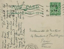 1914 - Carte De Service De Londres Pour Paris Tp Georges V N° 139 - Postmark Collection