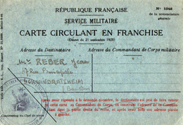 TB 2594 - MILITARIA - Carte En Franchise Militaire - NANCY 1948 - Mr J. REBER à SCHWINDRATZHEIM - Lettres & Documents