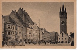 Straubing - Stadtplatz Mit Kirche Ca 1930 - Straubing