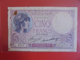 FRANCE 5 FRANCS 2-3-1933 CIRCULER (B.7) - 5 F 1917-1940 ''Violet''