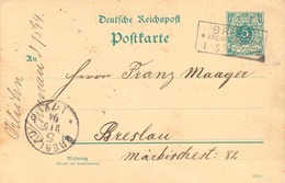 DEUTSCHES REICH "BRIEG * KREIS GLOGAU * 1.5.94" Selt. RA3 A. 5 Pfg. Krone-GA Nach "BRESLAU 5" K1. Brzeg, (deutsch Brieg) - Cartas & Documentos