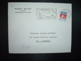 LETTRE TP BLASON PARIS 0,30 OBL.MEC.12-5 1966 CHAMONIX MONT BLANC HAUTE SAVOIE (74) ROBERT MILAN Notaire - Altri & Non Classificati