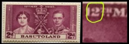 Basutoland (Coronation Issue Of King George-VI) 2d. Error: Digit "2" Found Broken In Upper Text (Mint) - 1933-1964 Kronenkolonie