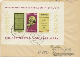 DDR 1968, 150. Geburtstag Von Karl Marx Block Auf Pra.-Brief Von DRESDEN 24 Nach GUNZENHAUSEN - Briefe U. Dokumente