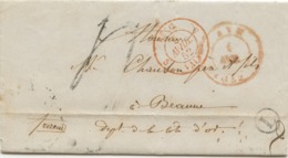 BELGIQUE - ATH + BOITE L SUR LETTRE AVEC TEXTE DE LIGNE POUR LA FRANCE, 1852 - Landpost (Ruralpost)