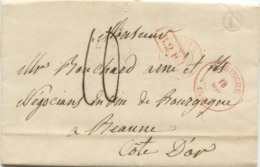 BELGIQUE - CAD BINCHE + BOITE L SUR LETTRE AVEC TEXTE DE GOGNIES HONDENG POUR LA FRANCE, 1840 - 1830-1849 (Belgica Independiente)