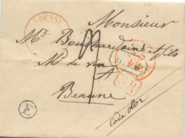 BELGIQUE - CAD BOUSSU + BOITE E SUR LETTRE AVEC TEXTE DE WASMES POUR LA FRANCE, 1843 - Correo Rural