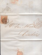 Año 1852 Edifil 12 6c Sello Isabel II Carta Matasellos Rejilla Bilbao Dirigida A Cadiz - Covers & Documents