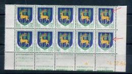 Variété N° Yvert 1351B, Dégradé Du Vert  En Bloc De 10 Coin Daté, Neufs Luxe - Prix Fixe - Réf V 750 - Unused Stamps