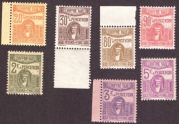 Tunisie  1923-1929 - Timbres Postaux Imprimés "CHIFFRE-TAXE" # MNH # 7 Valeurs - Timbres-taxe