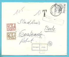 1647 Op Brief Stempel HOBOKEN, Getaxeerd TX 70+71 Stempel OOSTENDE, Strookje Geweigerd, Stempel STRAFPORT NIETIG + REBUT - 1970-1980 Elström