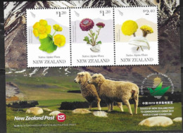 NEW ZEALAND, 2019, MNH, CHINA EXHIBITION 2019, FLOWERS, SHEEP, MOUNTAINS,  SHEETLET - Autres