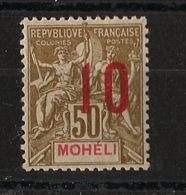 Moheli - 1912 - N°Yv. 22A - 10 Sur 50c - Variété Chiffres Espacés - Neuf Luxe ** / MNH / Postfrisch - Unused Stamps