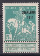 Belgium 1911 Caritas Charleroi 1911 Overprint Mi#87 III Mint Hinged - 1910-1911 Caritas