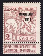 Belgium 1911 Caritas Charleroi 1911 Overprint Mi#82 III Mint Hinged - 1910-1911 Caritas
